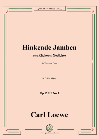Loewe-Hinkende Jamben,in G flat Major,Op.62 H.I No.5 (arr. OSM Press)