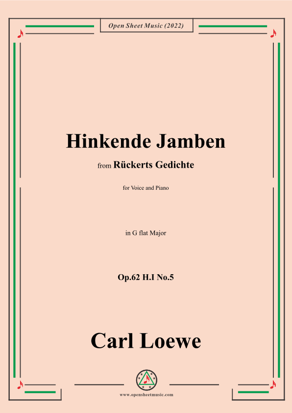 Loewe-Hinkende Jamben,in G flat Major,Op.62 H.I No.5 (arr. OSM Press)