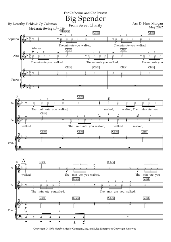 Big Spender (arr. D. Huw Morgan)