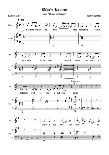 Dido`s Lament E-minor Low voice Modified arrangement (arr. Vladyslav Panfilenko)