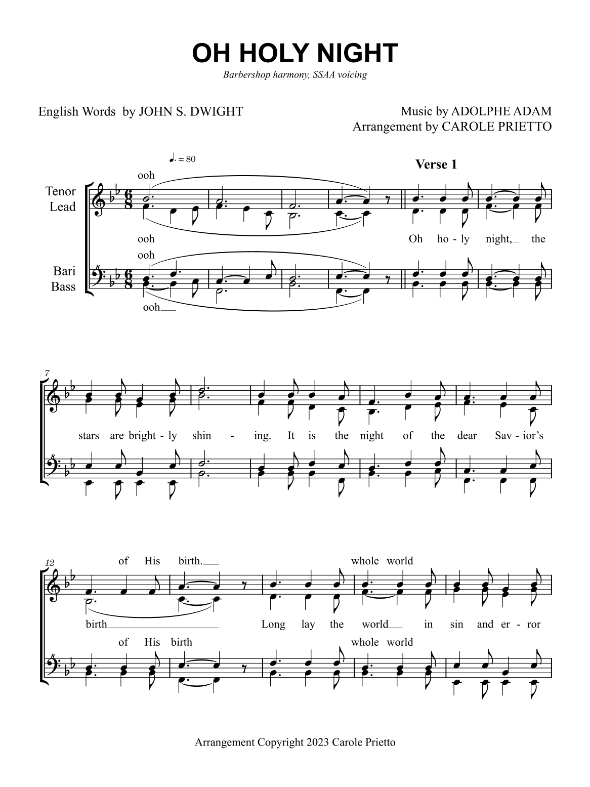 Oh Holy Night (arr. CAROLE PRIETTO)