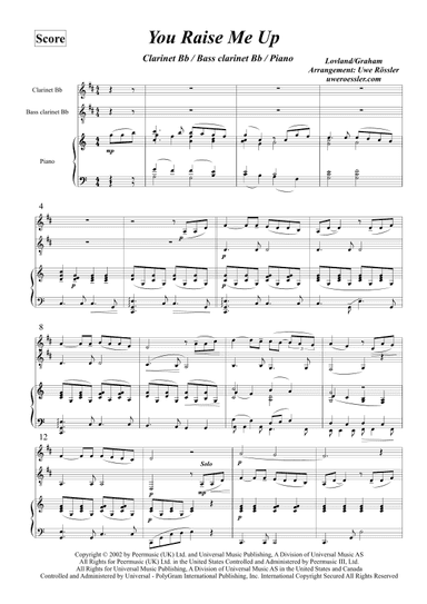 You Raise Me Up (arr. Uwe Roessler Rössler Rassler)