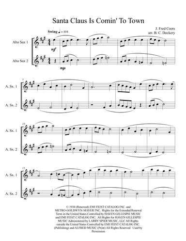 Santa Claus Is Comin' To Town (arr. B. C. Dockery)