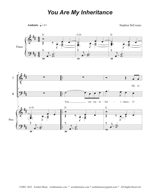 You Are My Inheritance (2-part choir - (TB)