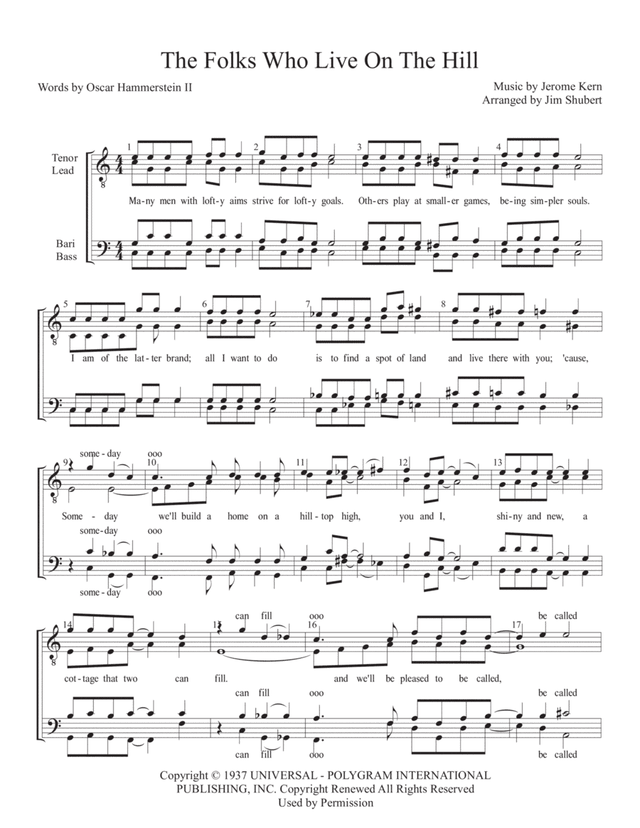 The Folks Who Live On The Hill (arr. Jim Shubert)