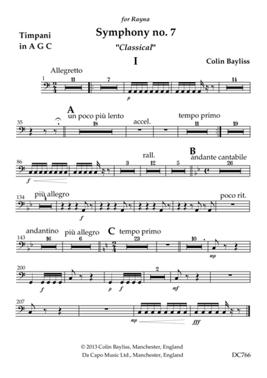 Symphony No.7 "Classical" [parts for timpani, percussion and strings]