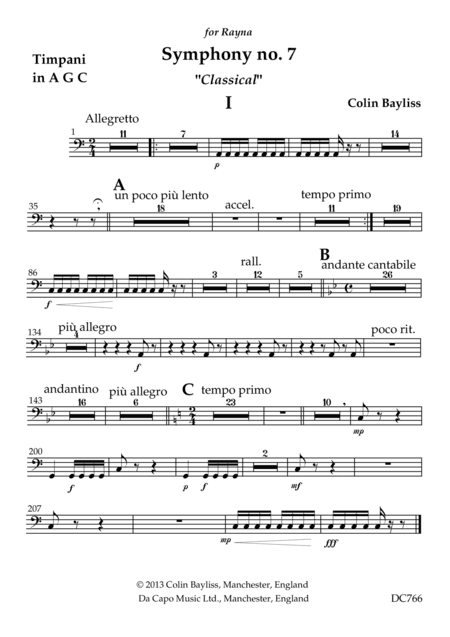 Symphony No.7 "Classical" [parts for timpani, percussion and strings]