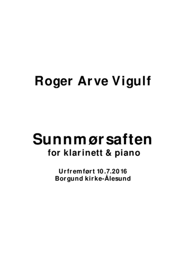 Sunnmørsaften(Sunnmoers evening)for Bb Clarinet and Piano