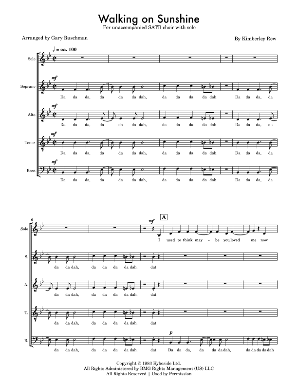 Walking On Sunshine (arr. Gary Ruschman)