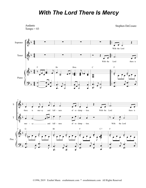 With The Lord There Is Mercy (for 2-part choir - Soprano & Tenor)