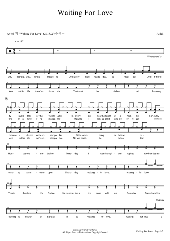 Waiting For Love (arr. COPYDRUM)