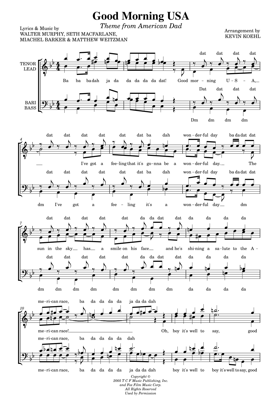 American Dad - Main Title Theme (good Morning U.s.a.) (arr. Kevin Koehl)