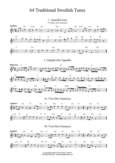 64 Traditional Swedish Tunes with guitar chords (arr. Klas Krantz)