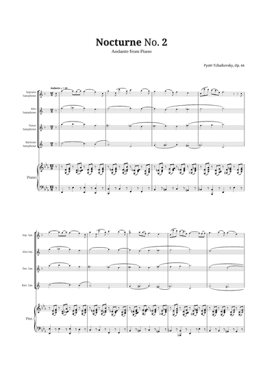 Nocturne by Chopin for Sax Quartet and Piano (arr. Langanho)