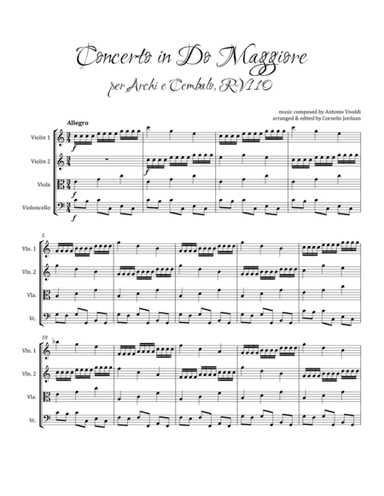 A. VIVALDI : Concerto in Do Maggiore RV110, a new arrangement for string orchestra (arr. Cornelis Jordaan)