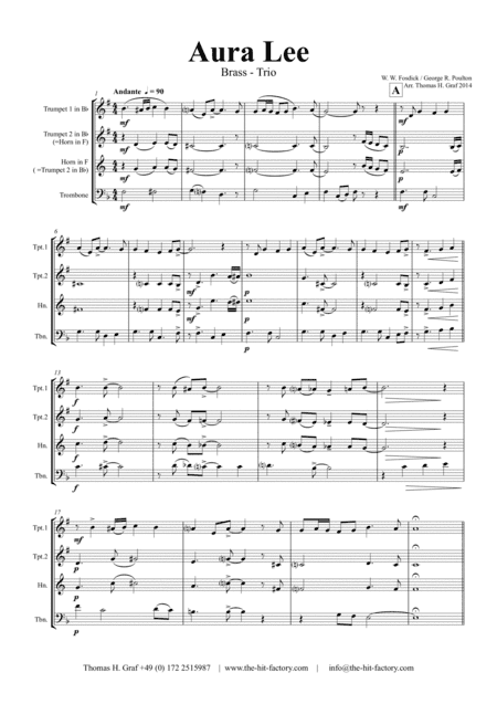 Aura Lee - Love me tender - Elvis - Brass Trio (arr. Thomas H. Graf)