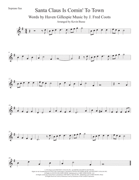 Santa Claus Is Comin' To Town (arr. Kevin Busse)