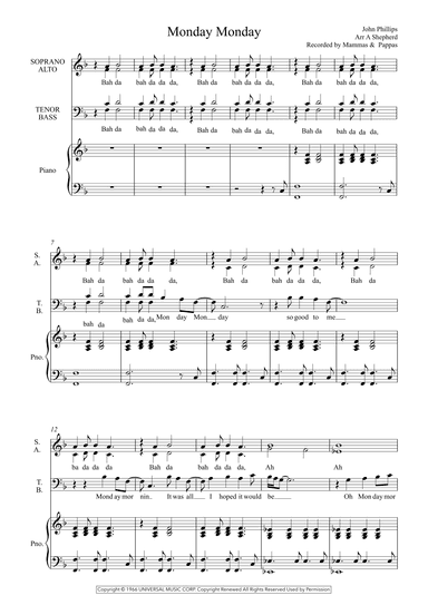 Monday, Monday (arr. Alan Shepherd)