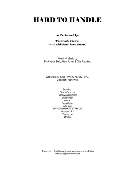 Hard To Handle (arr. Jim Farley www.arrangementsone.com)