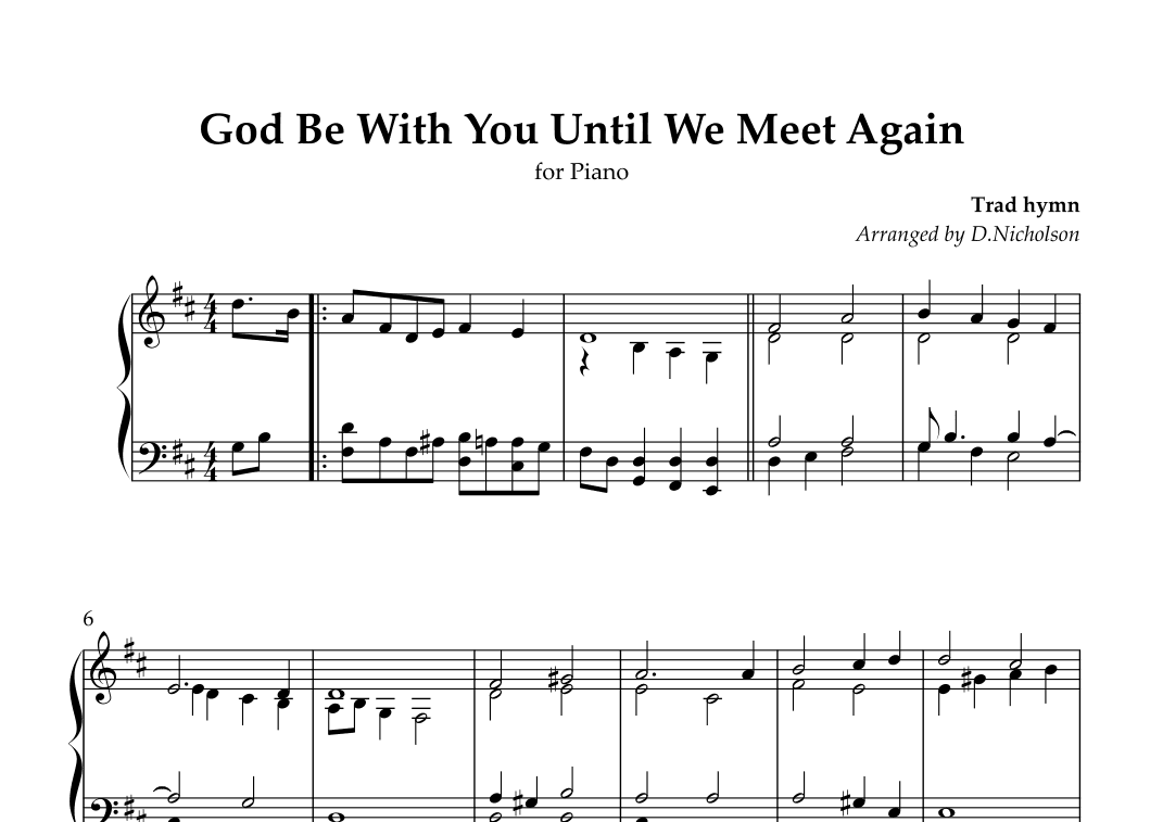 God be with you until we meet again (arr. Daniel Nicholson)