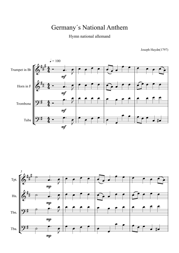 Germany's National Anthem (arr. H. Bento)
