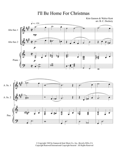 I'll Be Home For Christmas (arr. B. C. Dockery)