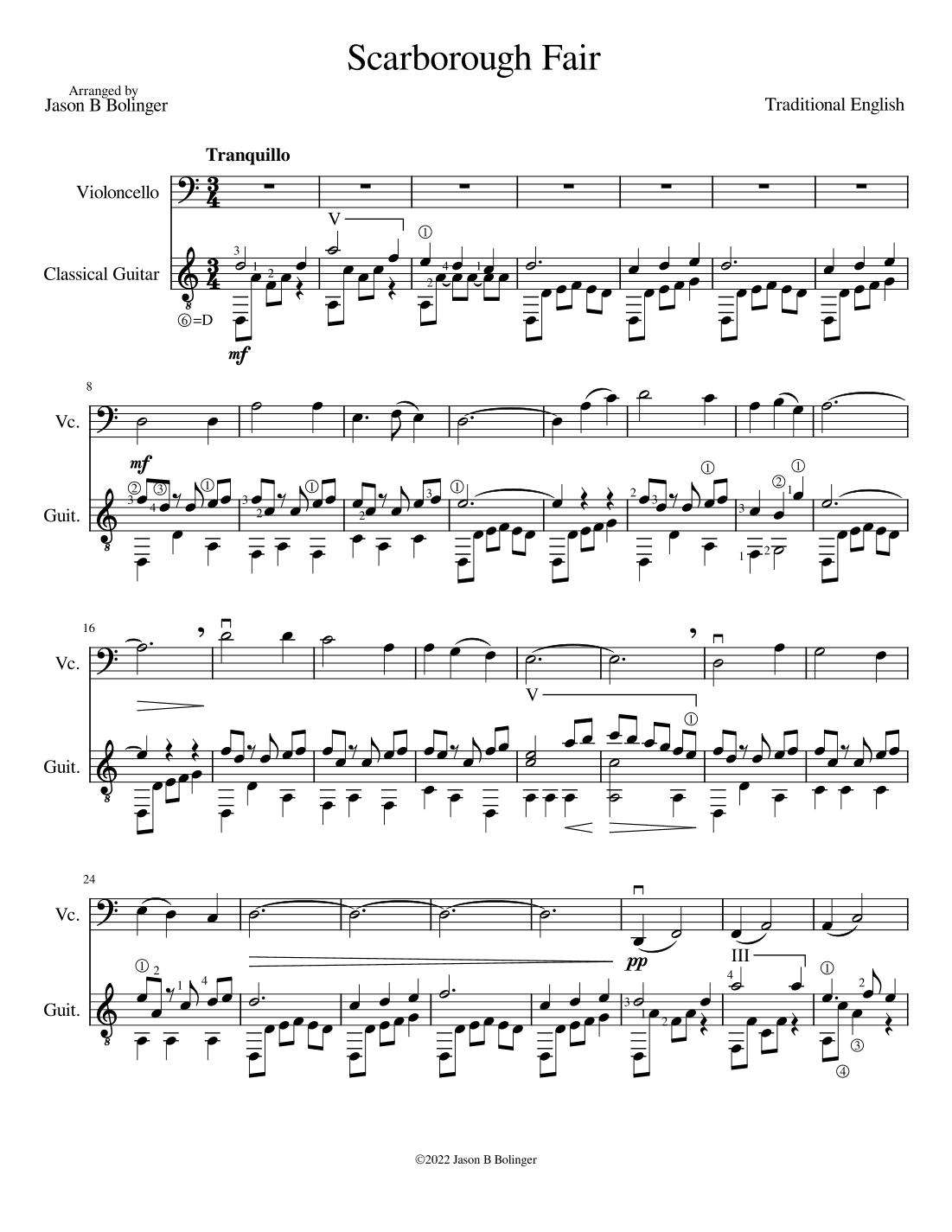 Scarborough Fair (arr. Jason B Bolinger)