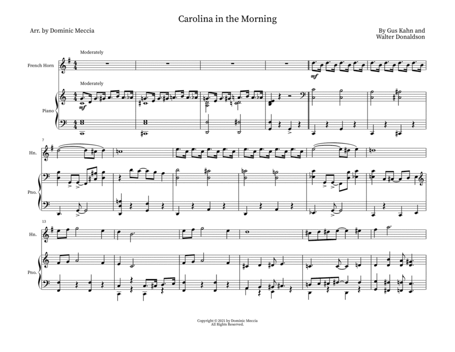 Carolina in the Morning (arr. Dominic Meccia)