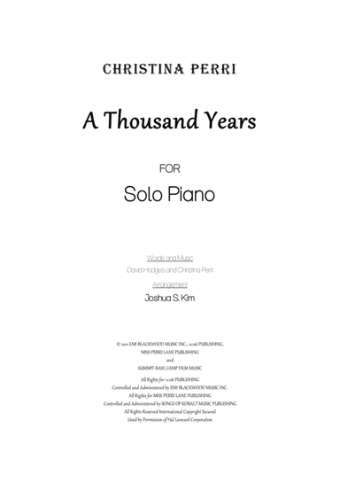 A Thousand Years (arr. Joshua Jun S. Kim)