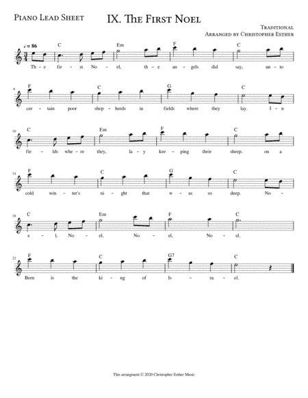 The First Noel for Piano (Lead Sheet) (arr. Christopher Esther)