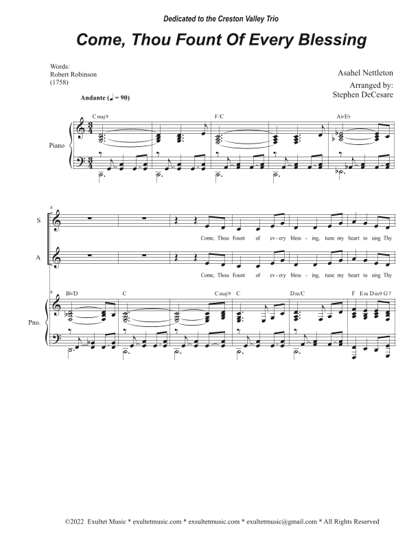 Come, Thou Fount Of Every Blessing (Vocal Trio - (SAB) (arr. Stephen DeCesare)