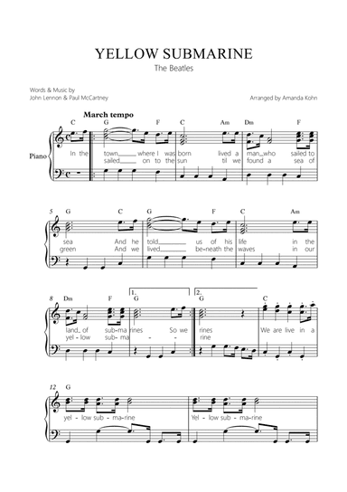 Yellow Submarine (arr. Amanda Kohn)