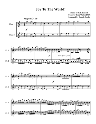 6 Christmas Carols For Flute Duet - Intermediate  level (arr. Dennis Ruello)