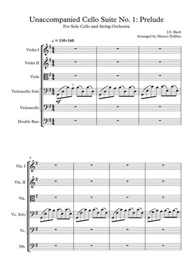 Unaccompanied Cello Suite No. 1: Prelude (Famous Cello Song) [String Orchestra] (arr. Matteo Delfino)