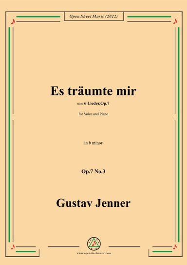 Jenner-Es träumte mir,in b minor,Op.7 No.3 (arr. OSM Press)