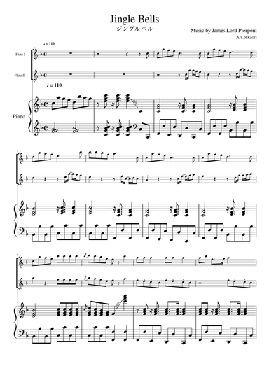 "Jingle Bells" Piano trio, Flute duet (arr. pfkaori)