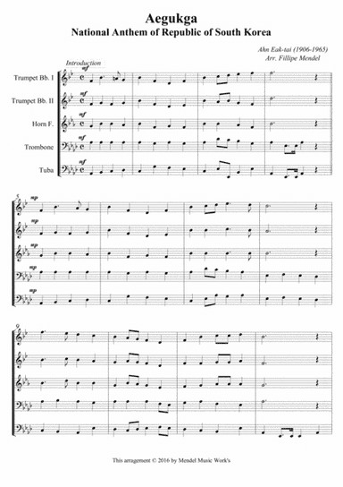 National Anthem of South Korea (arr. Fillipe Mendel)