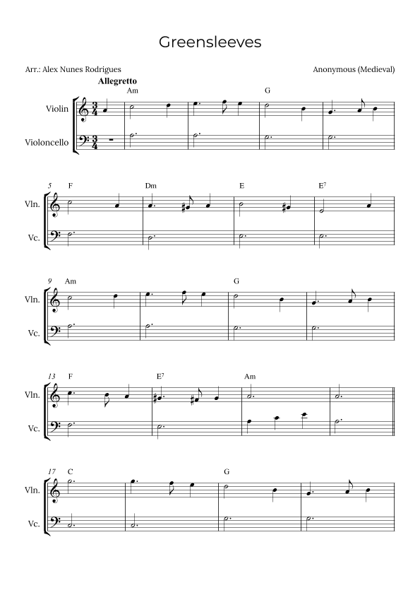 Greensleeves (arr. Alex Nunes Rodrigues)