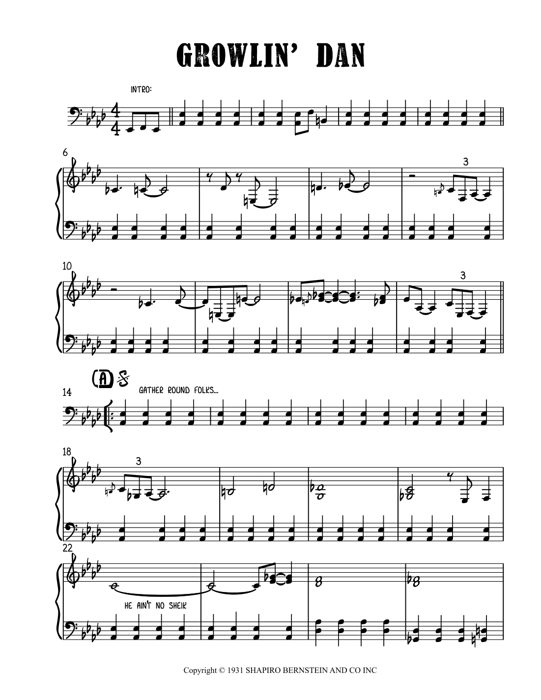 Growlin' Dan (arr. Sarah Jane Cion)