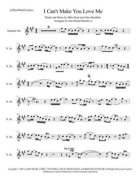 I Can't Make You Love Me (arr. Jose Daniel Morales A.)