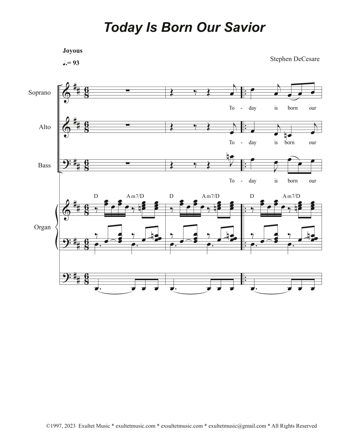 Today Is Born Our Savior (Vocal Trio - (SAB)