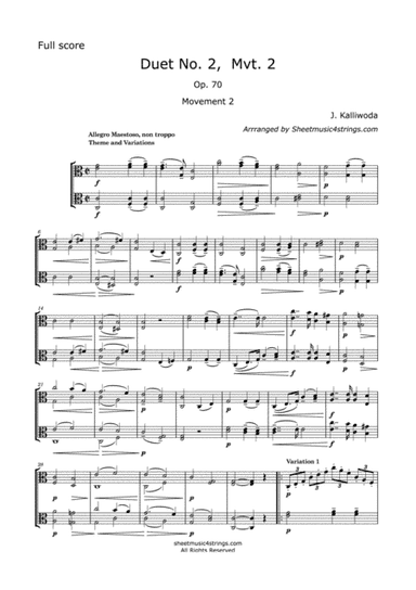 Kalliwoda, J. - Duet No.2, Mvt. 2, Op. 70 for Two Violas (arr. Linda Scott)