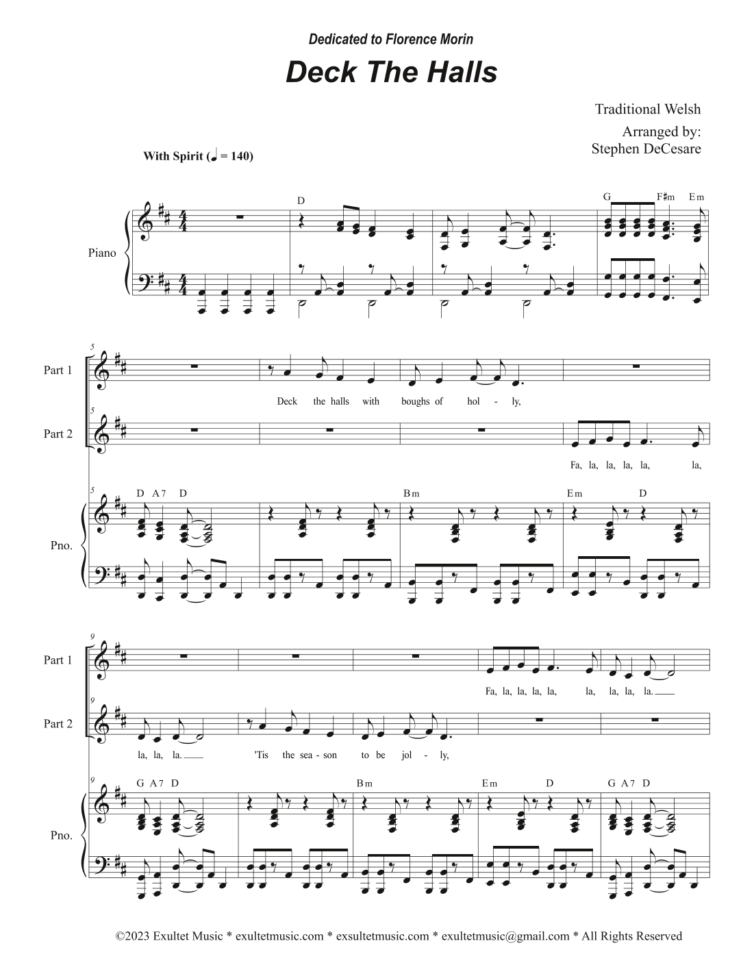 Deck The Halls (2-part choir) (arr. Stephen DeCesare)