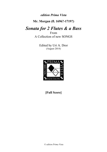 Mr. Morgan Sonata for 2 flutes & a Bass, Score (arr. Uri A. Dror - edition Prima Vista)