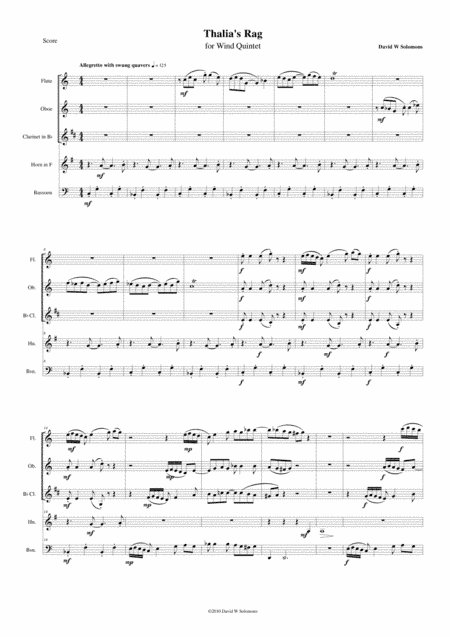Thalia's Rag for wind quintet