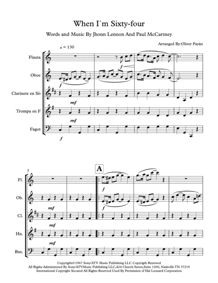 When I'm Sixty-Four (arr. Oliver Payan)