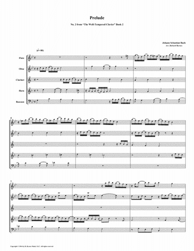 Prelude 02 from Well-Tempered Clavier, Book 2 (Woodwind Quintet) (arr. Richard Byrnes)