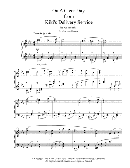Kiki's Delivery Service (on A Clear Day) (arr. Arranged by Eric Bacon)