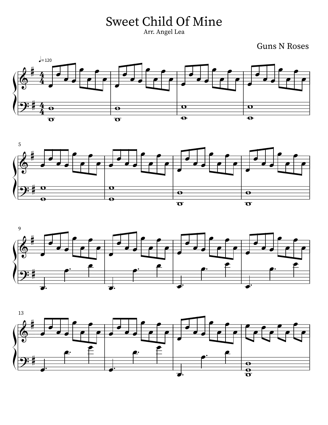 Sweet Child O' Mine (arr. Angel Wateska)