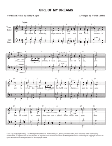 Girl Of My Dreams (arr. Walter Latzko)
